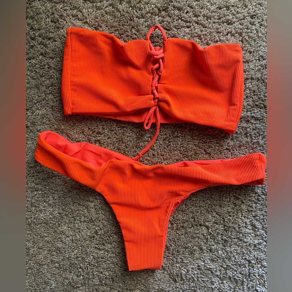 Reversible Ribbed Tube Top Bikini Set